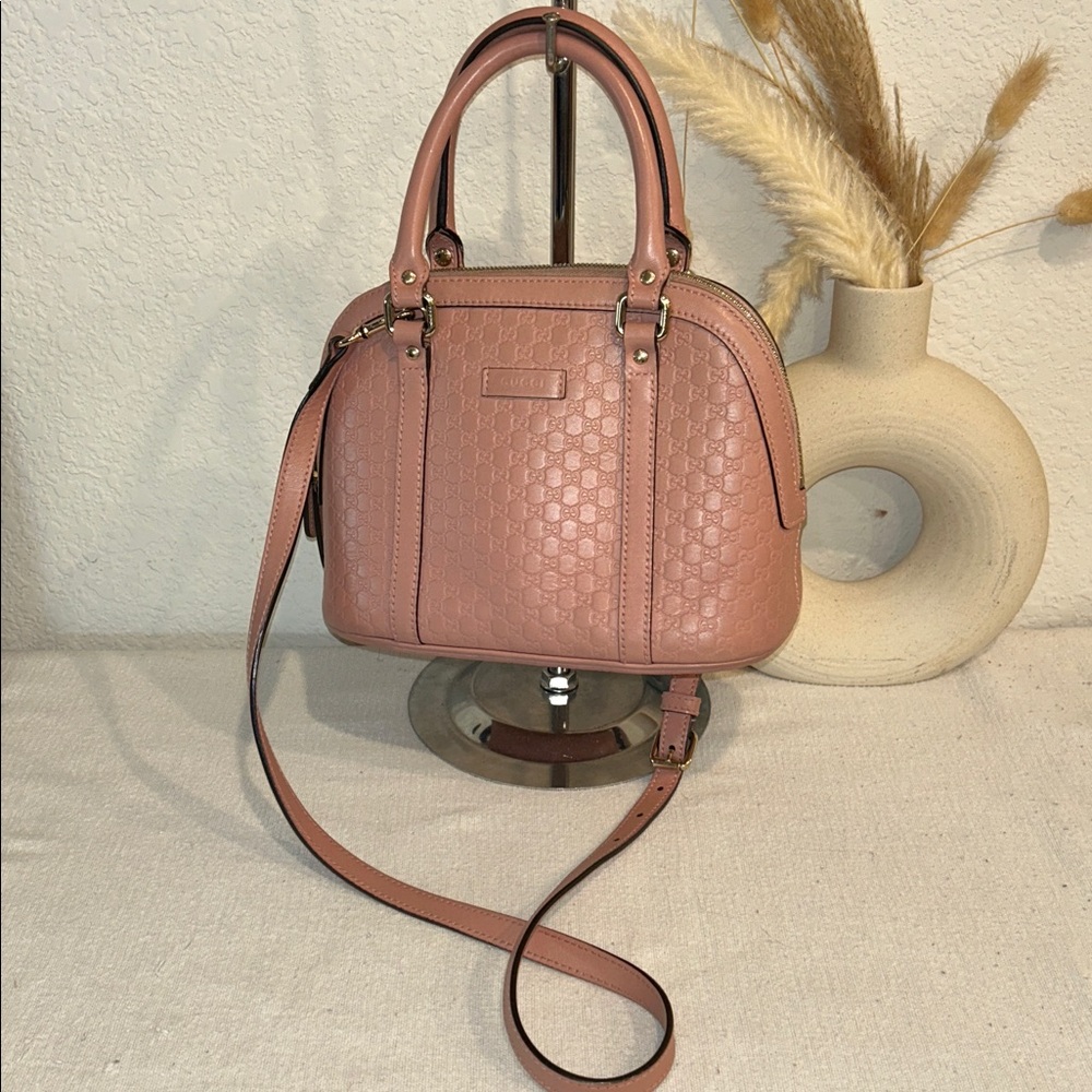 Gucci Pink Leather Tag Dôme  satchel/crossed body + certificate of authenticity